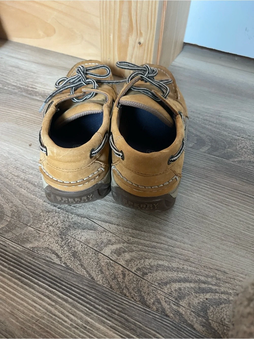 Sperry Kids Tan Boat Shoes with Brown Laces